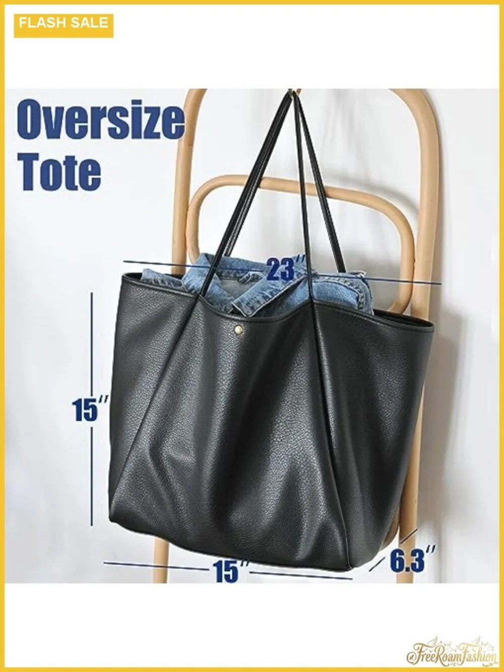 Oversize PU Leather Tote Women Weekender Bag Shopper Handbag Travel Purse